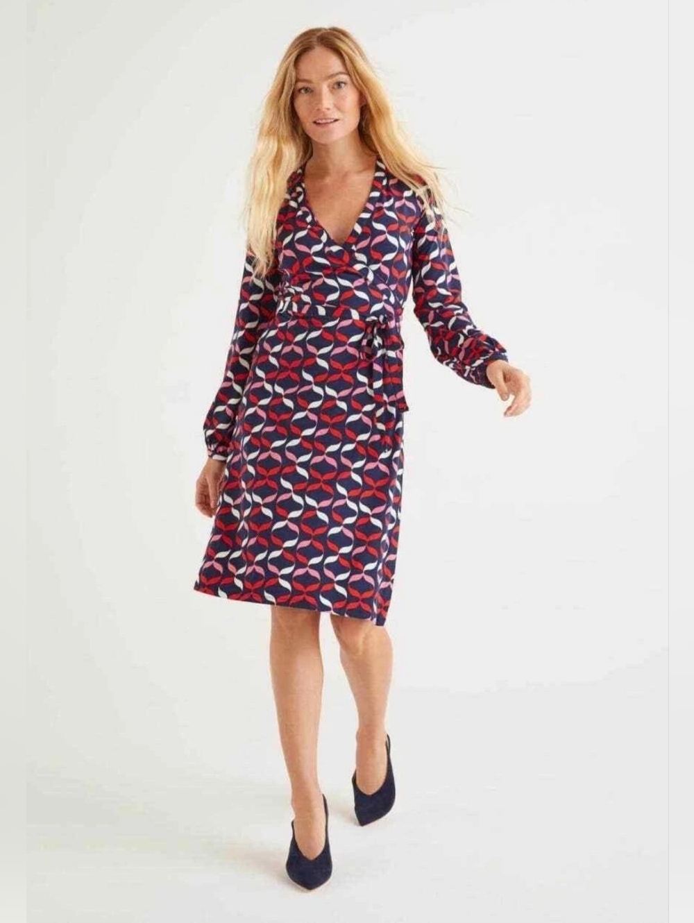 Boden Elodi Midi Wrap Dress Geometric Print Size 8R